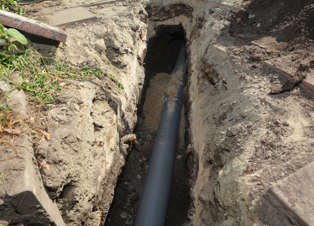 New sewer pipe installation